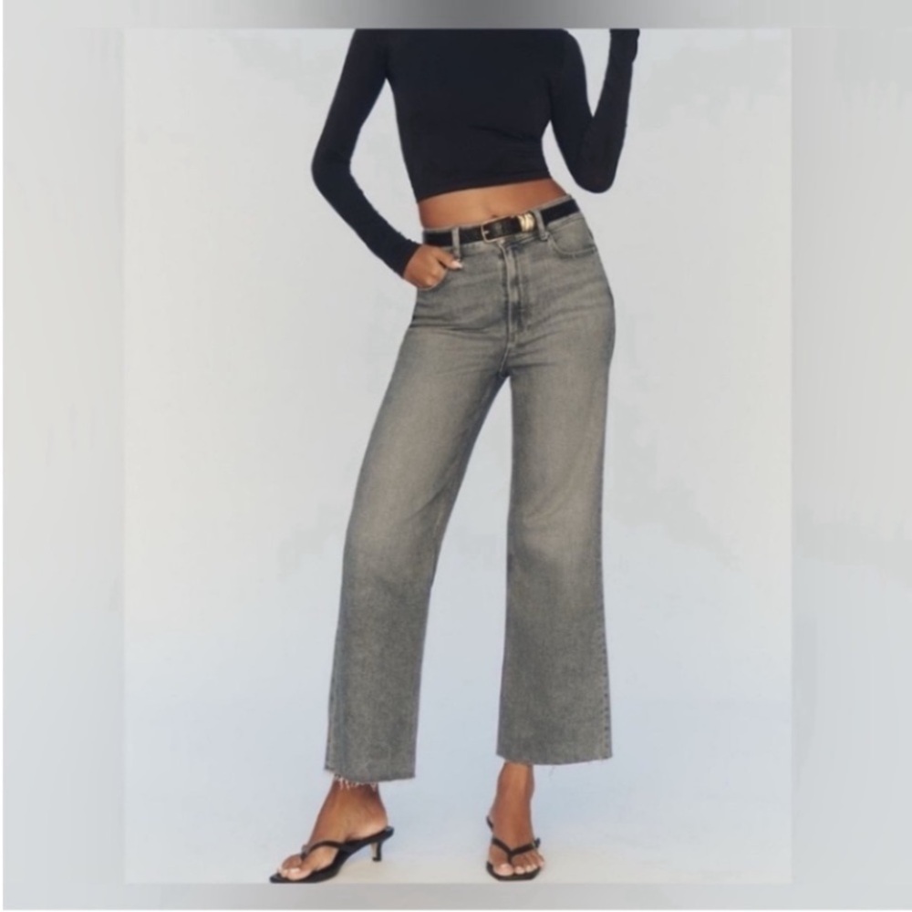Paige Anessa High Rise Cropped Wide Leg Jeans in Smokey Grey Size 28 Like New - Picture 11 of 11